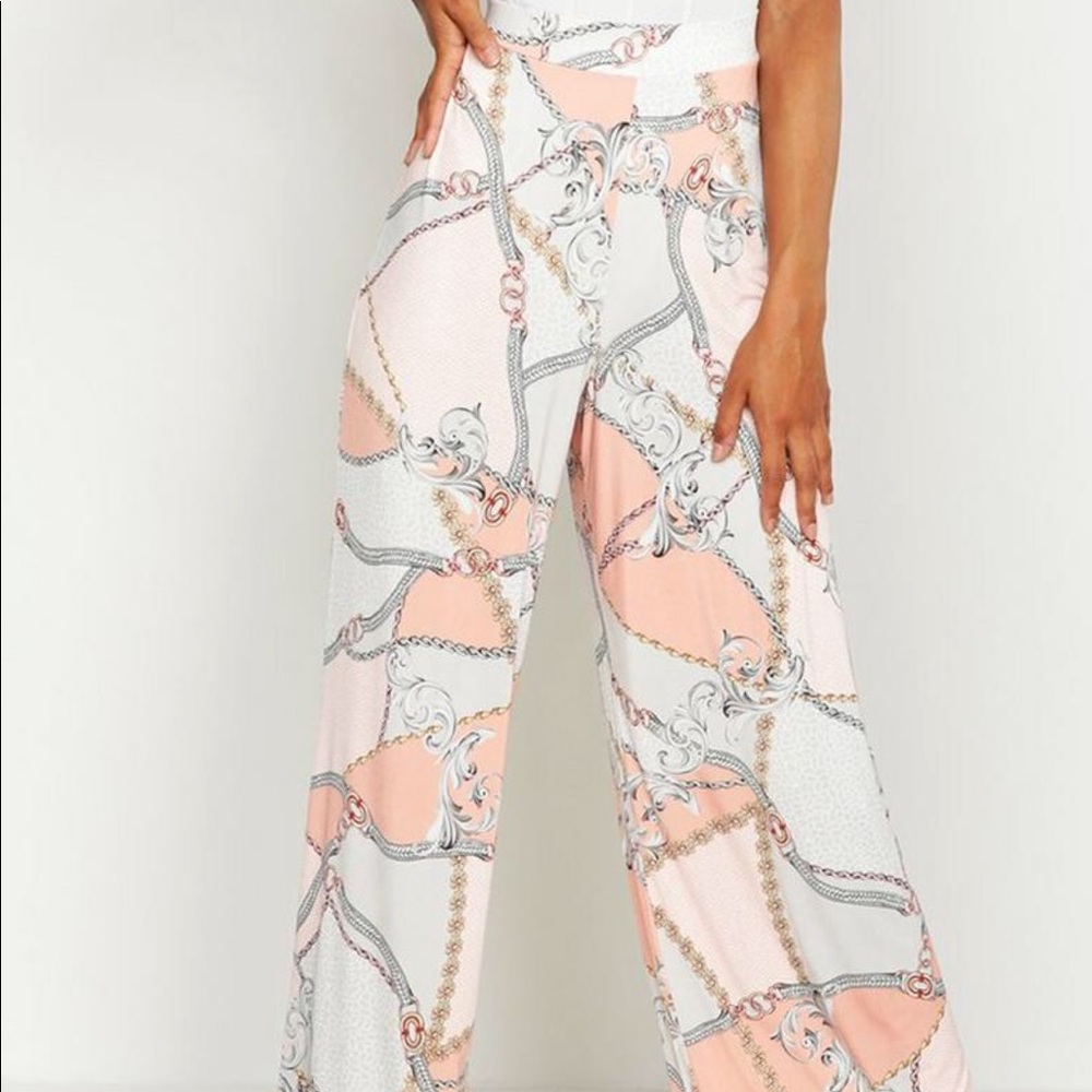 Tall chain print wide leg pant